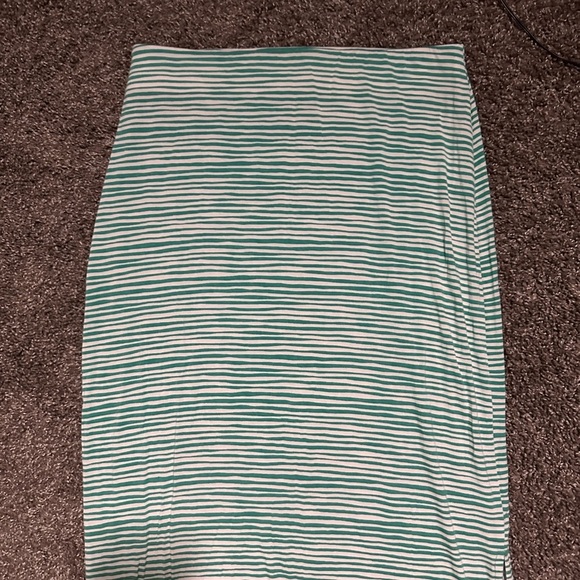 LOFT Green and White Striped Maxi Skirt Size Small Petite - Picture 3 of 7